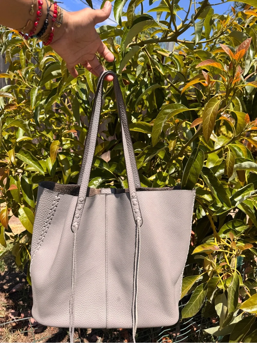 Rebecca Minkoff Soft Gray Leather Tote Bag